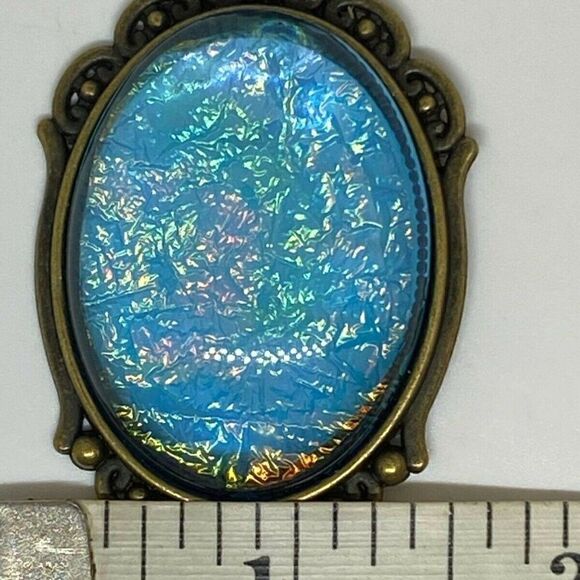 Blue Opal Aurora Borealis Cameo 30x40 Necklace NEW - Picture 5 of 5